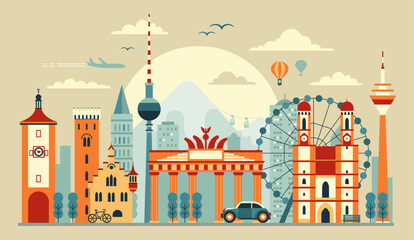 Berlin City Skyline Travel Round Icon © krugli