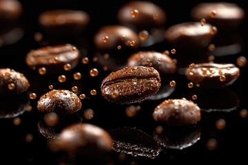 Fototapeta premium levitating coffee bean professional advertising food photography