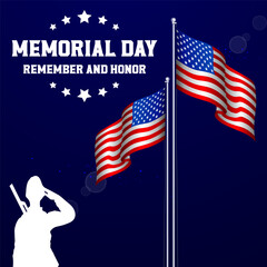 A Vibrant Memorial Day: Honoring the Courageous, A mesmerizing vector graphic that artfully conveys the essence of Memorial Day with dynamic presentation of the stars and stripes of the American flag