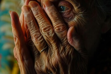 An elderly woman hand as she tries to alleviate pain by massaging her fingers