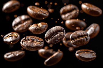 Fototapeta premium levitating coffee bean professional advertising food photography