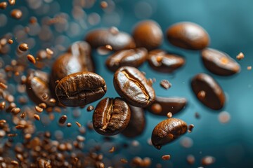 Fototapeta premium levitating coffee bean professional advertising food photography