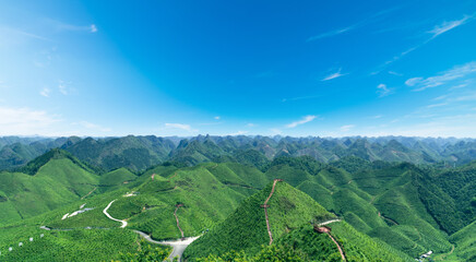 landscape with mountains and blue sky