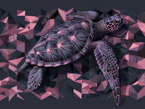 Violet turtle with dark background