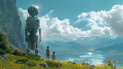A Robot and a Childs Magical Adventure A nd Century Solarpunk Dream