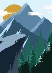 vector illustration of valley and mountain views.eps