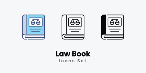Law Book icons set vector stock illustration