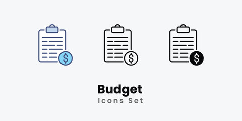 Budget icons set vector stock illustration