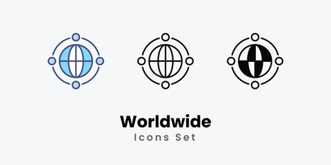 Worldwide icons set vector stock illustration