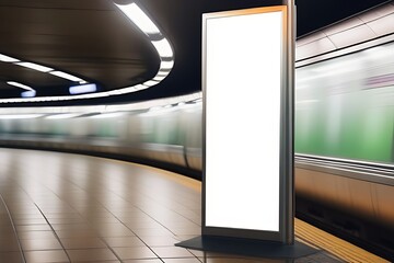 blank white billboard indoors. public information boards in shopping centers, stations and in halls.