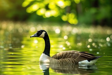 Obraz premium Canada Goose swimming in a pond