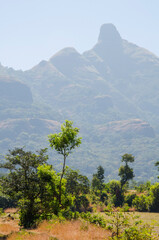 Beautiful landscape with mountain in the background, Bhandardara, Maharashtra, India, Asia.