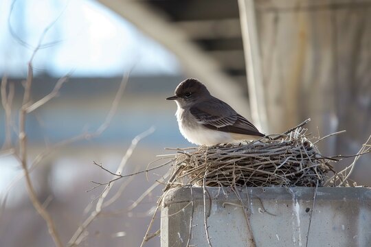 Eastern Phoebe in a nest 