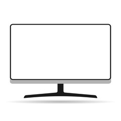 Thin pc monitor shadow icon, technology device equipment symbol,  web vector illustration