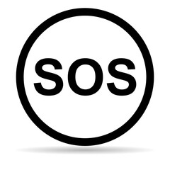 SOS help shadow icon, safety support alert design, save vector illustration