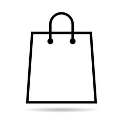 Shopping bag line shadow icon, supermarket paper plastic package sign, eco shop vector