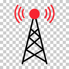 Signal tower icon, wireless technology network sign, antenna wave radio vector illustration