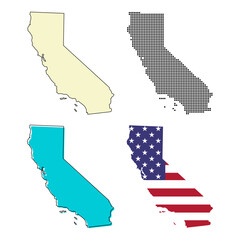 Set of California map, united states of america. Flat concept icon vector illustration