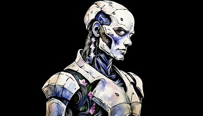 Futuristic Humanoid Robot Android Cyborg Artificial Intelligence Concept
