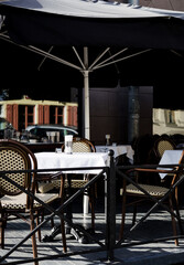 cafe under big umbrella