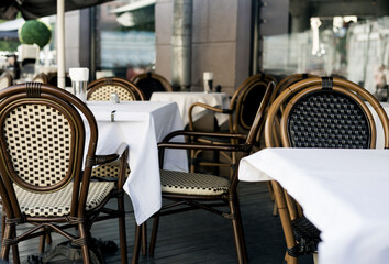 furniture of street restaurant.