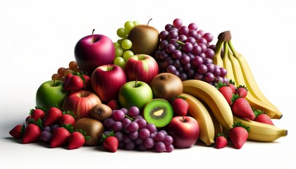 山盛りの美味しそうなフルーツの背景