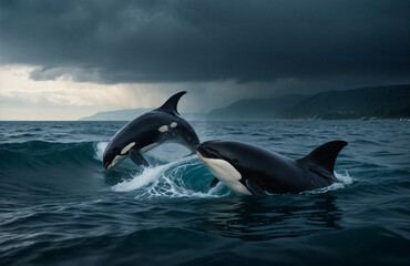 Fototapeta premium dolphin jumping out of water