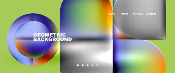 Bright colorful squares with round elements minimal geometric background. Vector Illustration For Wallpaper, Banner, Background, Card, Book Illustration, landing page