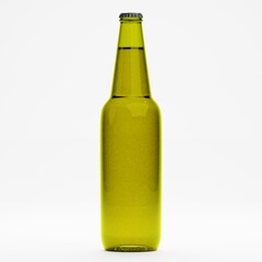 3d render of isolated beer or liquor alcohol glass bottles on white