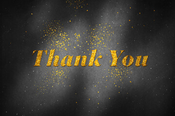 Luxury "Thank You" Gold Glitter Text Effect Message Card　High Contrast on Black Background 