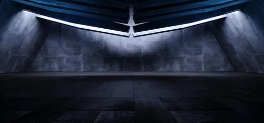 Industrial Futuristic Cement Grunge Concrete Glossy Dark Underground Parking Garage Hangar Warehouse Showroom Studio Spaceship Realistic 3D Rendering © IM_VISUALS