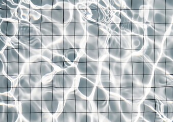 Fototapeta premium Abstract background of white tiles with water ripples and shadow on the wall