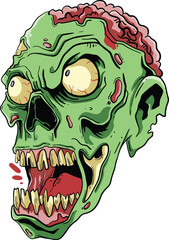 cartoon illustration design of a skull head with blood still splattered.eps