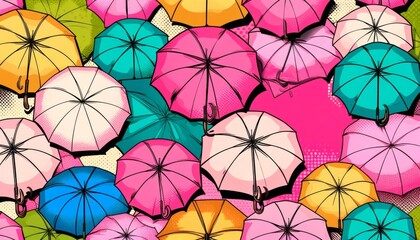 Naklejka premium カラフルな傘のパターン背景