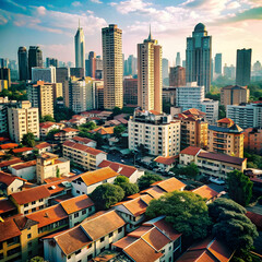Naklejka premium free photo analog landscape of city with buildings