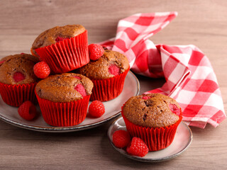 Chocolate and raspberry muffins