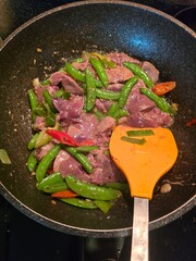 frying pan with vegetables
