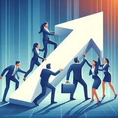 Fototapeta premium The Combined Power of Teamwork and Strategic Planning in Achieving Business Growth and Sustainable Progress