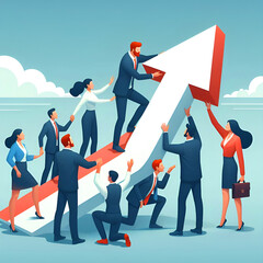 Fototapeta premium The Collective Effort and Strategic Coordination of a Dedicated Team in Advancing Business Initiatives and Reaching New Heights