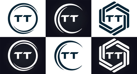 TT logo. T T design. White TT letter. TT, T T letter logo design. T T letter logo design in FIVE, FOUR, THREE, style. letter logo set in one artboard. T T letter logo vector design.