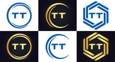TT logo. T T design. White TT letter. TT, T T letter logo design. T T letter logo design in FIVE, FOUR, THREE, style. letter logo set in one artboard. T T letter logo vector design.