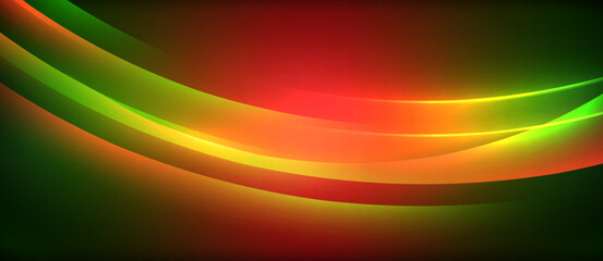 Neon glowing circle rays, light round lines in the dark, planet style neon wave lines. Energetic electric concept design for wallpaper, banner, background