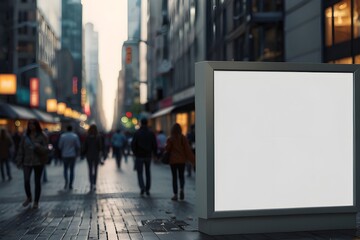 Obraz premium a blank white billboard mockup in urban busy street, billboard mockup 