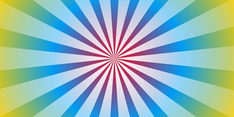 Blue Gradient Fusion White Sunburst Background with Radial Circle Rays