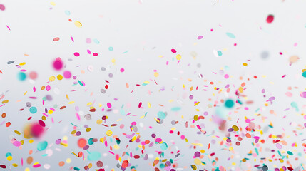 Colorful confetti on a white background in flat