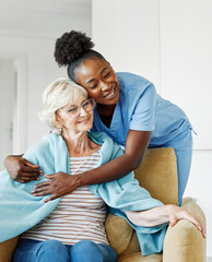 nurse senior woman home care patient elderly health retirement caregiver assistance nursing old...