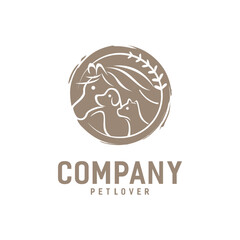 Horse Dog Cat Logo Animal Lover Illustration Stock Vector