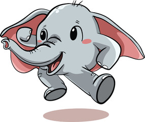 Cute smiling elephant mascot cartoon design dancing and jumping.eps