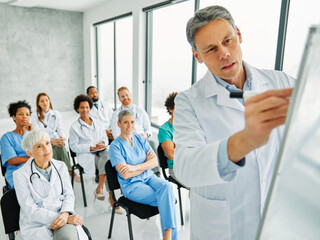 seminar business meeting doctor conference audience presentation education lecture hospital man...