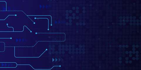 circuit board with blue line and transparent background, High computer and digital technology and communication concept background.